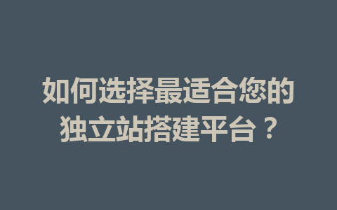 如何选择最适合您的独立站搭建平台？