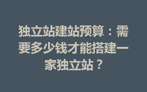 独立站建站预算:需要多少钱才能搭建一家独立站?