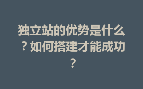 独立站的优势是什么?如何搭建才能成功?