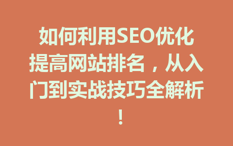 如何利用SEO优化提高网站排名,从入门到实战技巧全解析!