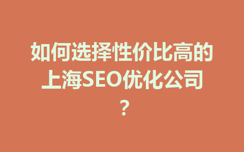 如何选择性价比高的上海SEO优化公司?